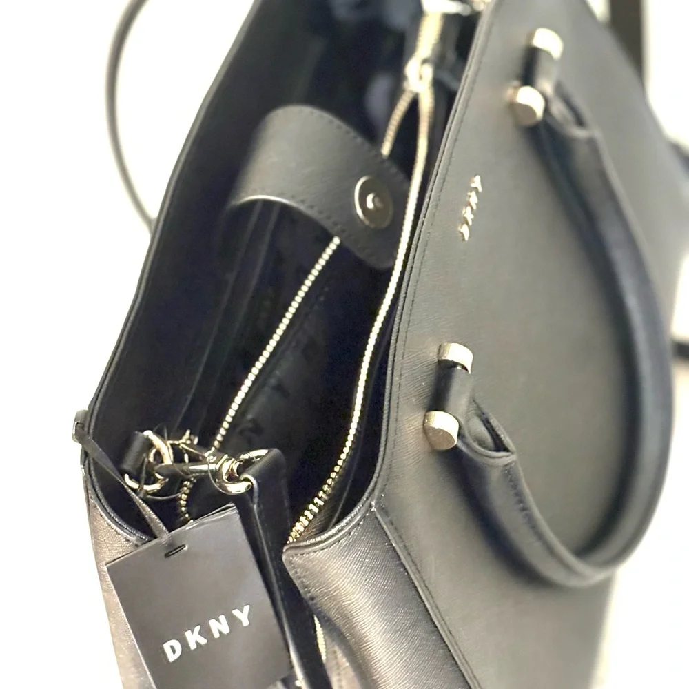 DKNY Vela Triple Compartment Black Satchel - Picture 6 of 9